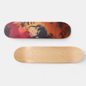 Samurai-Tempel in Flammen Anime Japanisch Skateboard (Horizontal)
