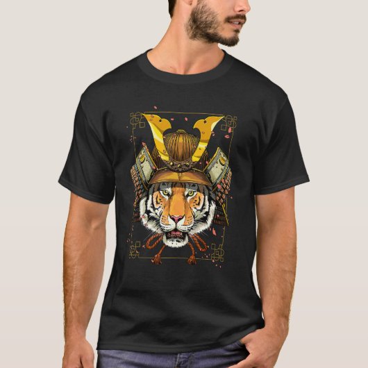 Samurai Tiger Cat Japanese Warrior Bushido Japanes T-Shirt (Vorderseite)