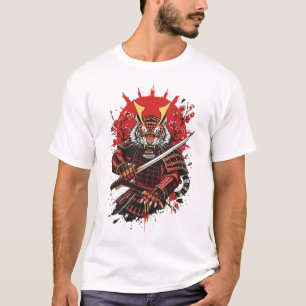 Samurai-Tiger-Krieger, kühne Vektorkunst T-Shirt