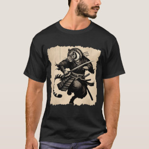 Samurai-Tiger-Krieger Vintage Japanischer Charakte T-Shirt