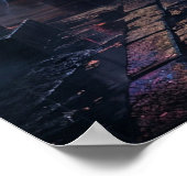 Samurai Tiger Neon Tempel Poster (Ecke)