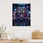 Samurai Tiger Neon Temple Poster (Küche)