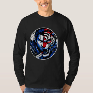 Samurai Tiger Showdown Anime Style Samurai Japanes T-Shirt