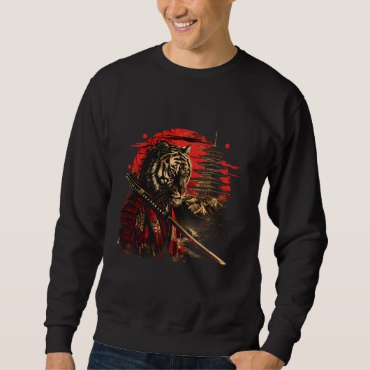 Samurai Tiger Temple Japanese Samurai Tiger Anime  Sweatshirt (Vorderseite)