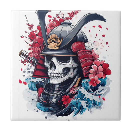 Samurai-Totenkopf-Krieger Fliese (Vorderseite)