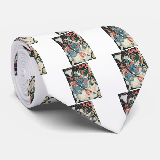 Samurai tötet einen Dämon, alte japanische Malerei Krawatte (Gerollt)