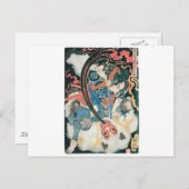 Samurai tötet einen Dämon, alte japanische Malerei Postkarte (Vorne/Hinten)