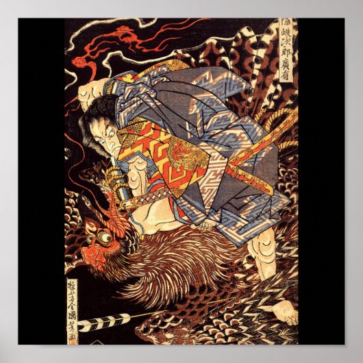 Samurai tötet Tengu/Vogelmalerei, c. 1800 Poster (Vorne)