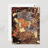 Samurai tötet Tengu/Vogelmalerei, c. 1800 Postkarte (Vorne/Hinten)