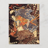 Samurai tötet Tengu/Vogelmalerei, c. 1800 Postkarte (Vorderseite)