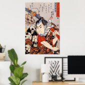 Samurai Tragen eines Schädelmusters Poster (Heimbüro)