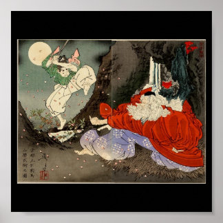Samurai-Training mit Tengu, Circa 1800 Poster