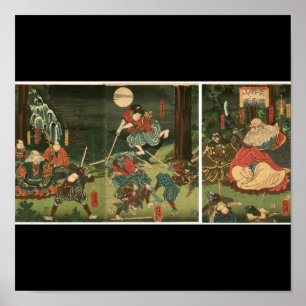 Samurai-Training mit Tengu, Circa 1859 Poster