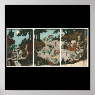 Samurai-Training mit Tengu, Circa 1859 Poster