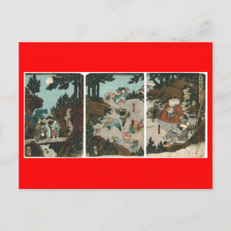 Samurai-Training mit Tengu, Circa 1859 Postkarte