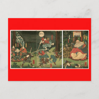 Samurai-Training mit Tengu, Circa 1859 Postkarte