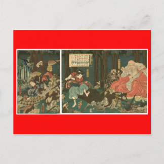 Samurai-Training mit Tengu, Circa 1859 Postkarte