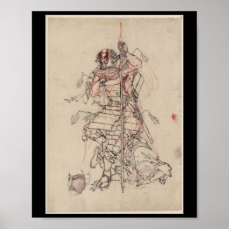 Samurai trinken Sake um 1800 Poster