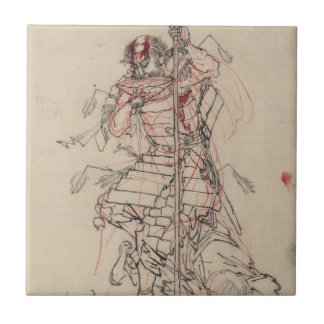 Samurai-trinkender Grund circa 1800s Fliese