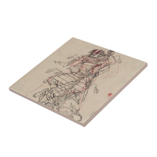 Samurai-trinkender Grund circa 1800s Fliese (Seite)