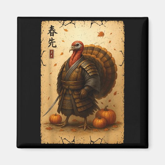 Samurai Truthahn Erntedankfest japanischer Krieger Magnet (Vorne)