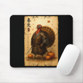 Samurai Turkey Thanksgiving Japanese Warrior Anime Mousepad (Mit Mouse)