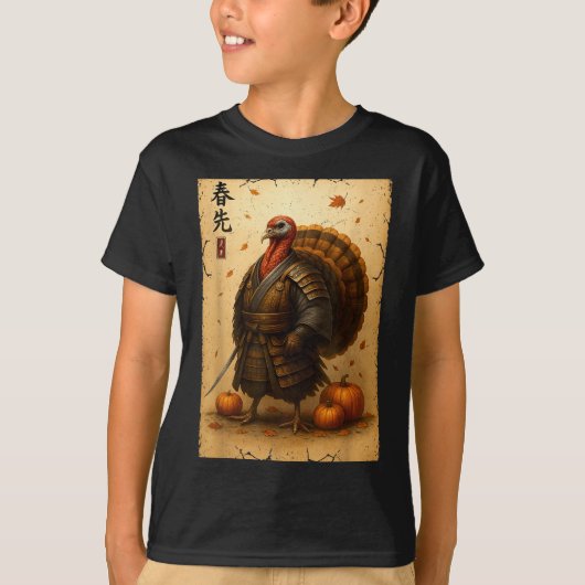 Samurai Turkey Thanksgiving Japanese Warrior Anime T-Shirt (Vorderseite)
