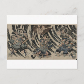 Samurai und Demon um 1818 Postkarte
