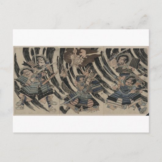 Samurai und Demon um 1818 Postkarte (Vorderseite)