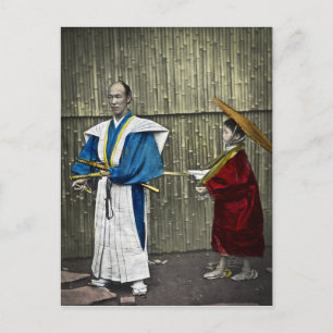 Samurai und Diener Postkarte