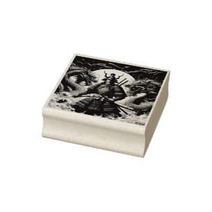 Samurai und Drachen Gummistempel