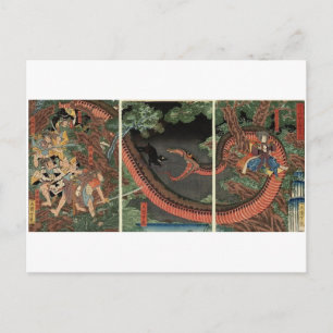 Samurai und Riesenserpent um 1861 Postkarte
