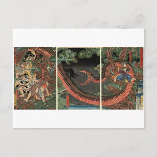 Samurai und Riesenserpent um 1861 Postkarte
