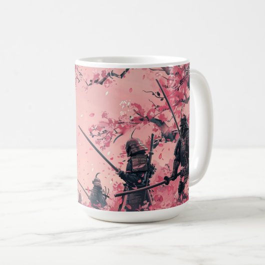 Samurai und Sakura Kaffeetasse (VorderseiteRechts)