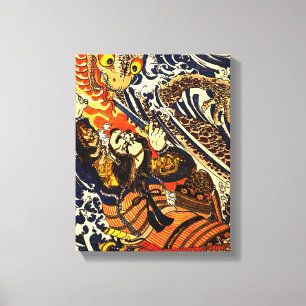 Samurai und serpent Asian Art Leinwanddruck