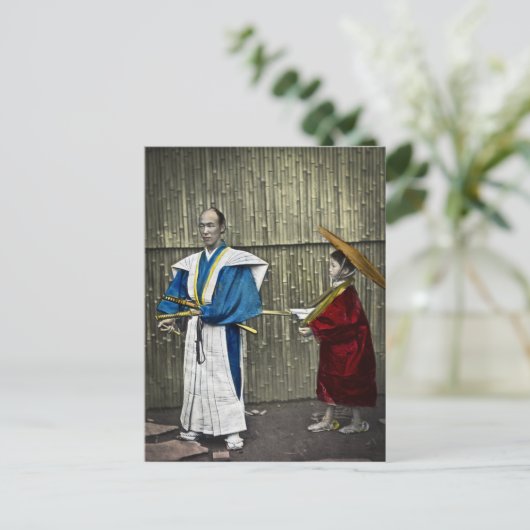 Samurai und Servant Postkarte (Stehend Vorderseite)