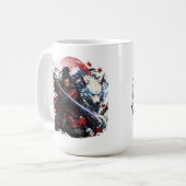 Samurai und White Wolf Tasse | Japanischer Krieger (Vorderseite Links)