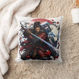 Samurai und White Wolf Tasse | Japanischer Krieger Kissen