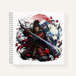 Samurai und White Wolf Tasse | Japanischer Krieger Notizblock
