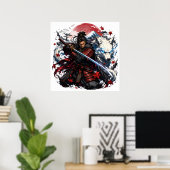 Samurai und White Wolf Tasse | Japanischer Krieger Poster (Heimbüro)