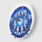 Samurai Unity Japanese Blue Ink Art Circular Große Wanduhr (Winkel)