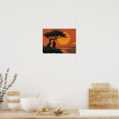 Samurai unter einem Sonnenbaum im traditionellen j Poster (Küche)