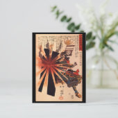 Samurai verteidigt gegen explodierende Muschel Postkarte (Stehend Vorderseite)