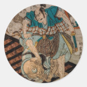 Samurai VS Cyclops Runder Aufkleber (Vorderseite)