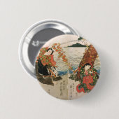 Samurai Warrior am Strand Button (Vorne & Hinten)