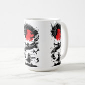 Samurai Warrior and Dragon Battle Kaffeetasse (VorderseiteRechts)