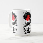 Samurai Warrior and Dragon Battle Kaffeetasse (Vorderseite Links)