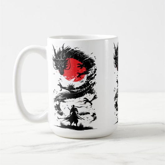Samurai Warrior and Dragon Battle Kaffeetasse (Links)
