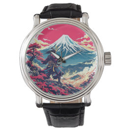 Samurai Warrior at Mount Fuji Japanese Art  Armbanduhr