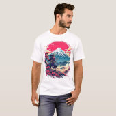 Samurai Warrior at Mount Fuji Japanese Art T-Shirt (Vorne ganz)
